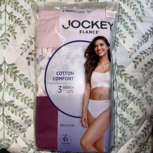 Jockey Elance 3 Pack 10/3XL French Cut Panties 100% Cotton Berry/Pink/Floral NIP